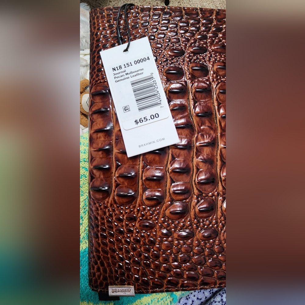 Brahmin Rich Brown Embossed Leather Journal. 8 1/2 × 6 1/2